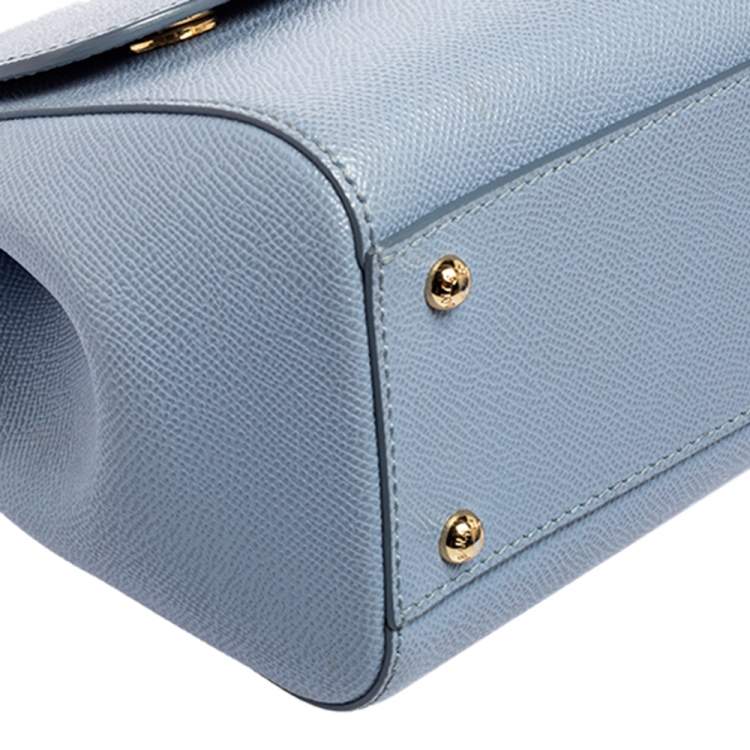 Pre Owned Dolce & Gabbana Blue Leather Medium Miss Sicily Top Handle Bag