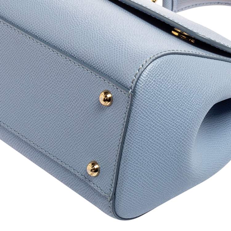 Pre Owned Dolce & Gabbana Blue Leather Medium Miss Sicily Top Handle Bag