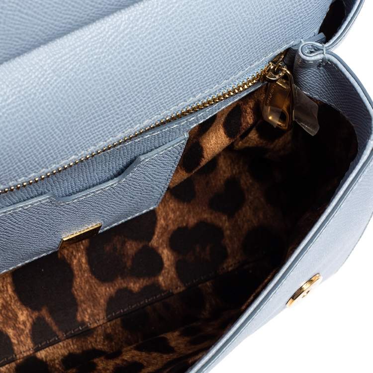 Pre Owned Dolce & Gabbana Blue Leather Medium Miss Sicily Top Handle Bag