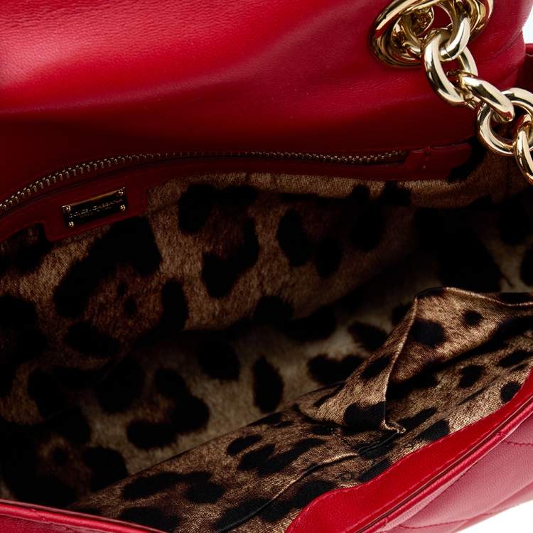 Pre Owned Dolce & Gabbana Red Quilted Leather Shoulder Bag