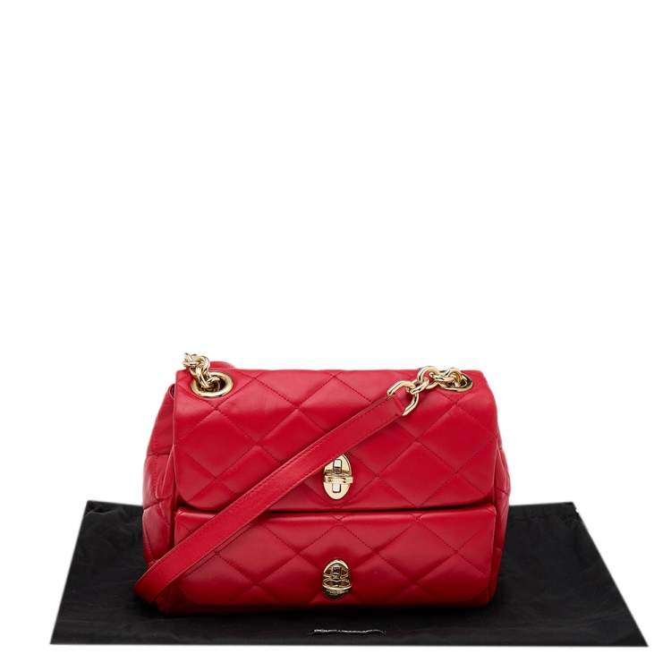 Pre Owned Dolce & Gabbana Red Quilted Leather Shoulder Bag