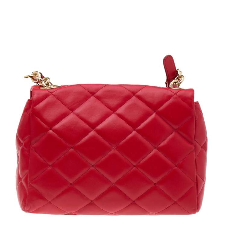 Pre Owned Dolce & Gabbana Red Quilted Leather Shoulder Bag