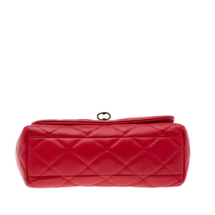 Pre Owned Dolce & Gabbana Red Quilted Leather Shoulder Bag