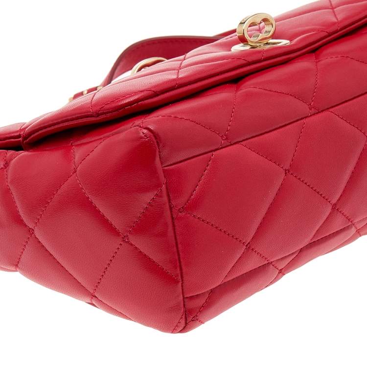 Pre Owned Dolce & Gabbana Red Quilted Leather Shoulder Bag