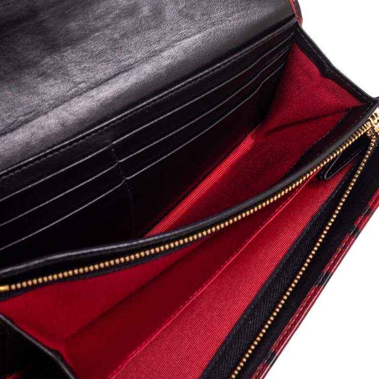 Pre Owned Dolce & Gabbana Burgundy/Black Leopard Print Leather Continental Wallet