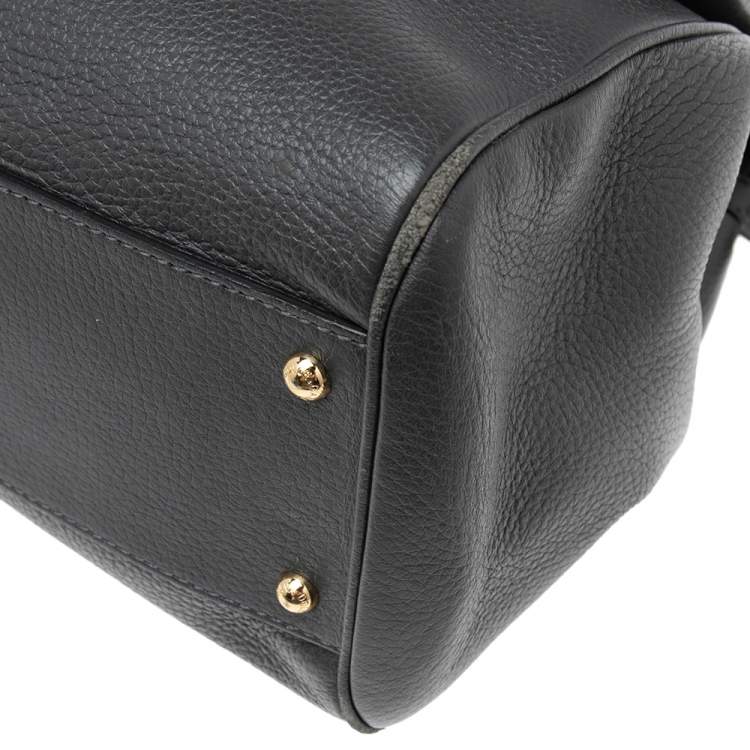 Pre Owned Dolce & Gabbana Grey Leather Large Miss Sicily Top Handle Bag