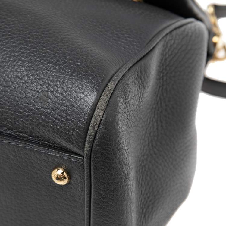 Pre Owned Dolce & Gabbana Grey Leather Large Miss Sicily Top Handle Bag