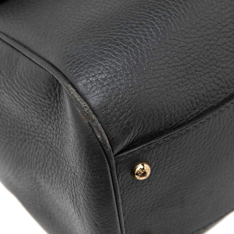 Pre Owned Dolce & Gabbana Grey Leather Large Miss Sicily Top Handle Bag