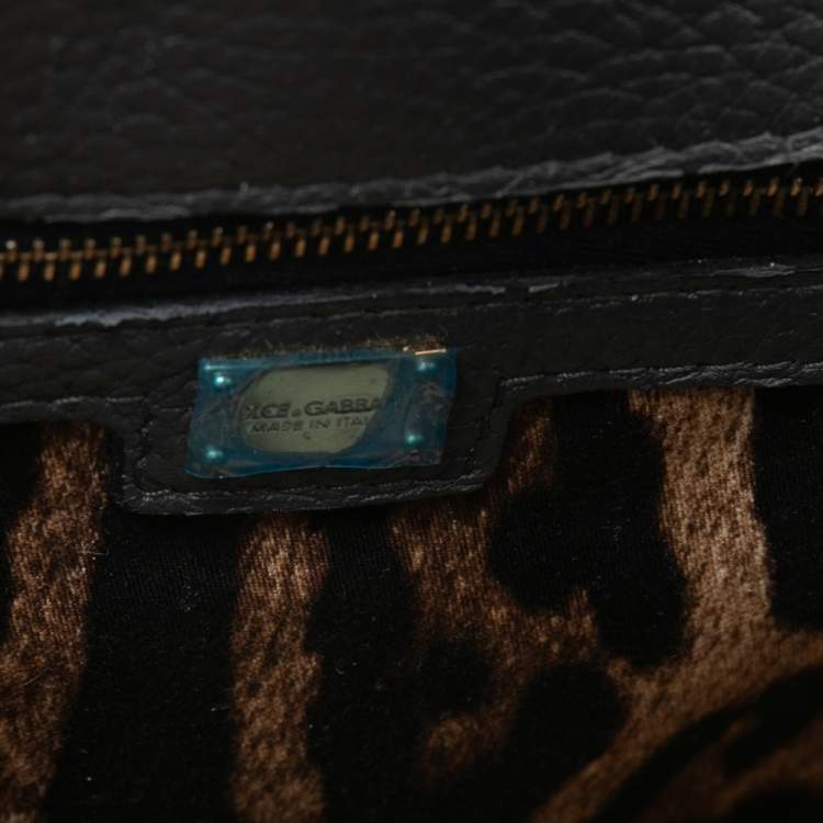 Pre Owned Dolce & Gabbana Grey Leather Large Miss Sicily Top Handle Bag