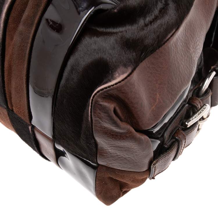 Pre Owned  Dolce & Gabbana Dark Brown Leather Miss Brunette Mixed Media Satchel