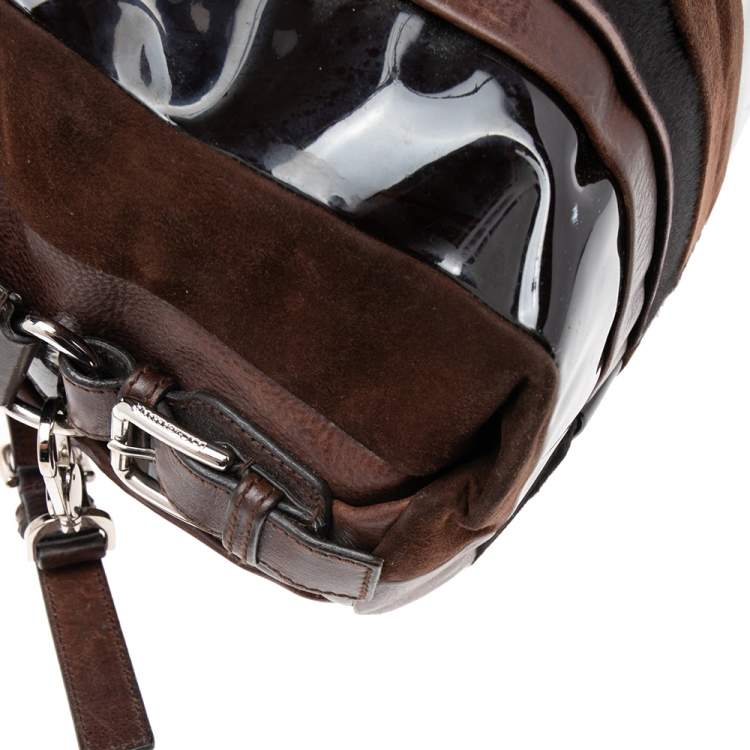 Pre Owned  Dolce & Gabbana Dark Brown Leather Miss Brunette Mixed Media Satchel