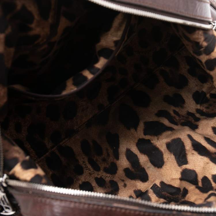 Pre Owned  Dolce & Gabbana Dark Brown Leather Miss Brunette Mixed Media Satchel