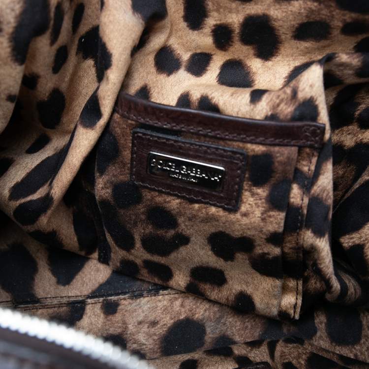 Pre Owned  Dolce & Gabbana Dark Brown Leather Miss Brunette Mixed Media Satchel