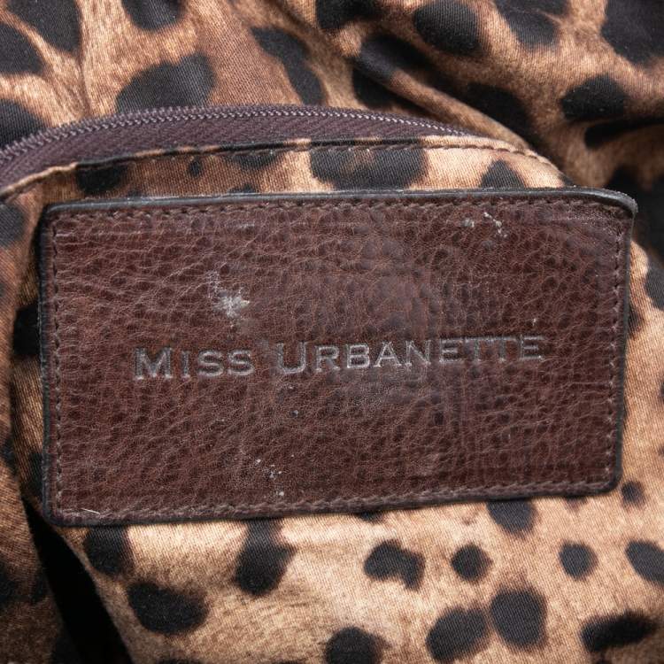 Pre Owned  Dolce & Gabbana Dark Brown Leather Miss Brunette Mixed Media Satchel