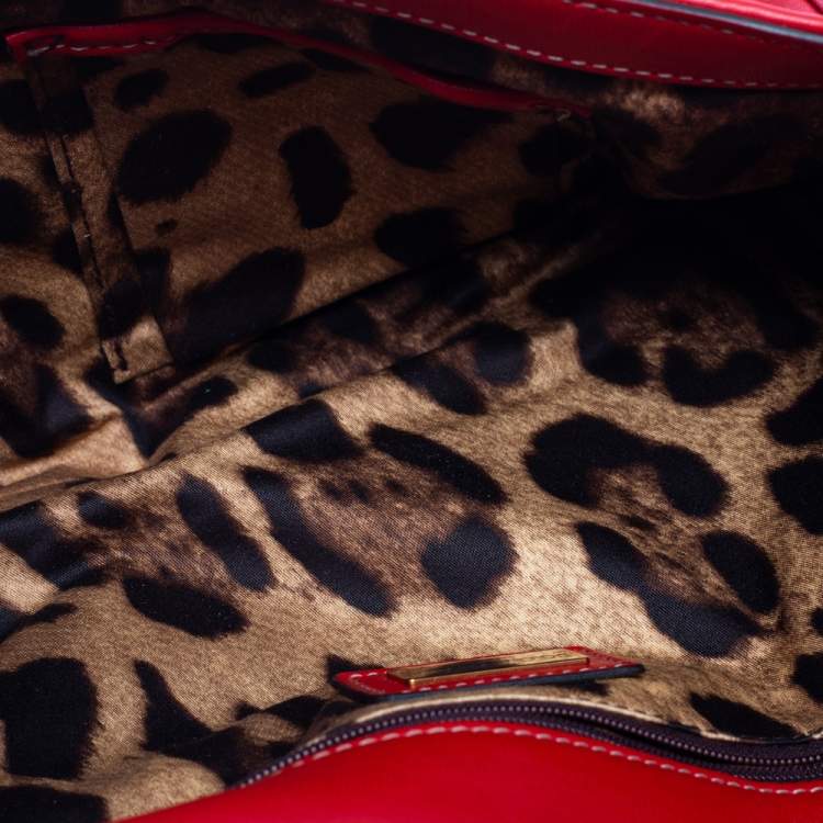 Pre Owned Dolce & Gabbana Red Leather Studded Shoulder Bag
