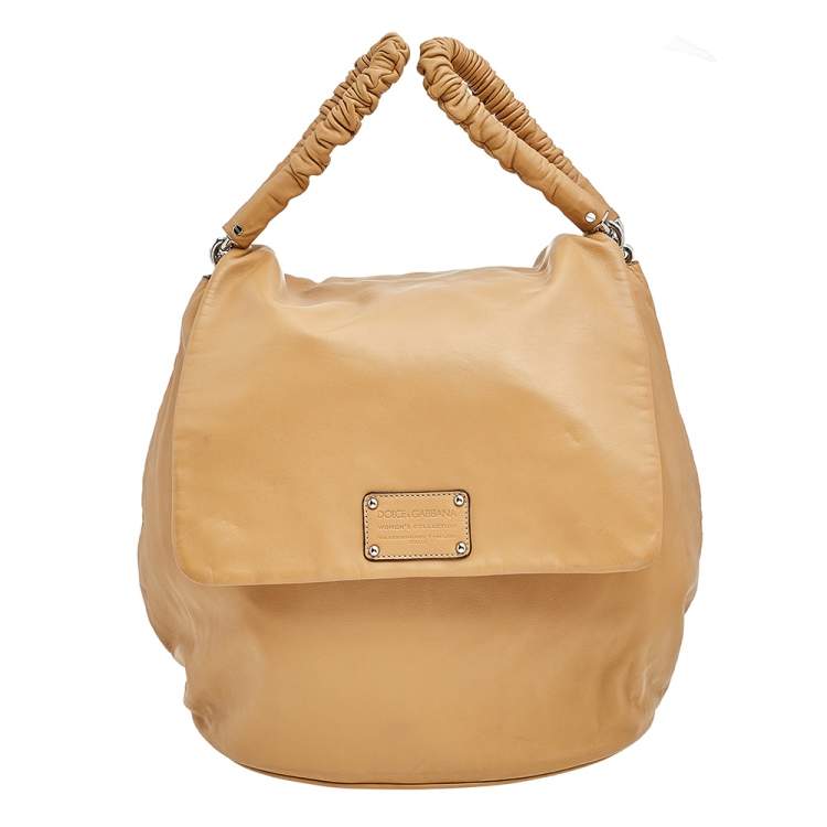 Pre Owned Dolce & Gabbana Beige Leather Miss Lexington Bag
