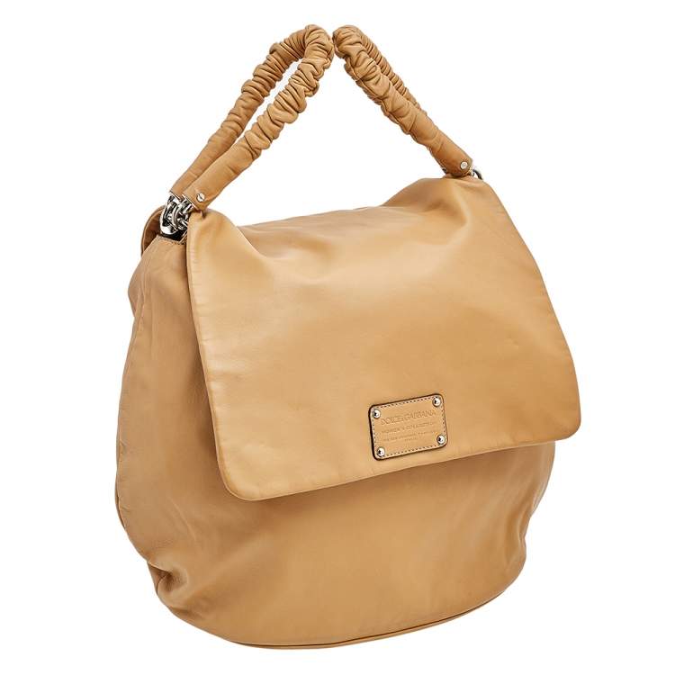Pre Owned Dolce & Gabbana Beige Leather Miss Lexington Bag