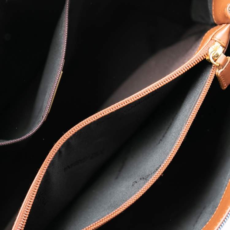Pre Owned Dolce & Gabbana Blue/Brown Denim and Leather Flap Tote