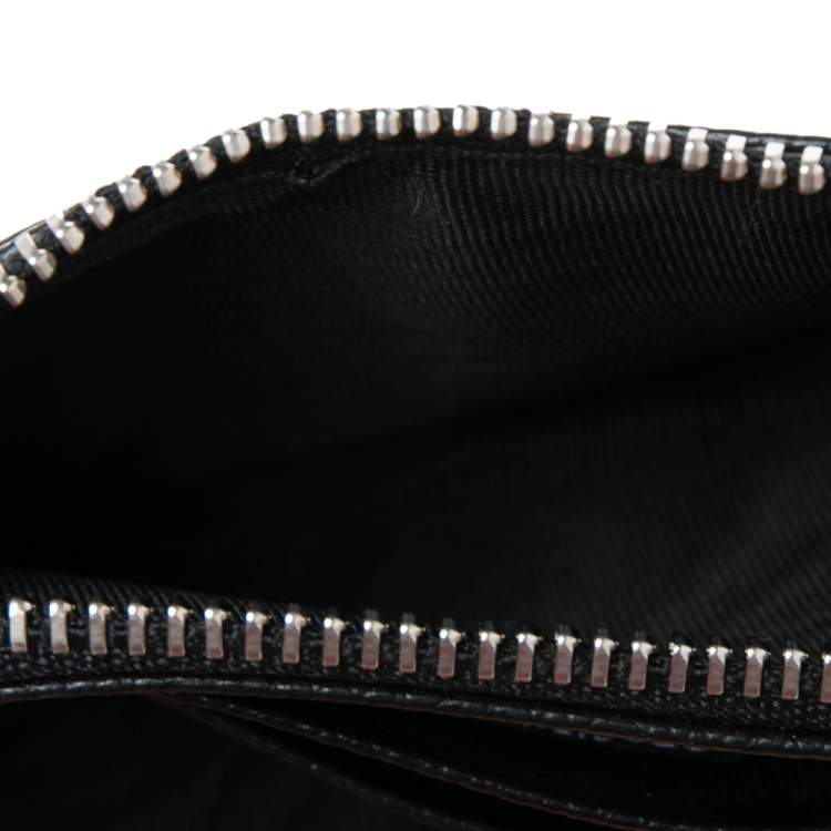 Pre Owned Dolce & Gabbana Black Leather Logo Zip Card Holder