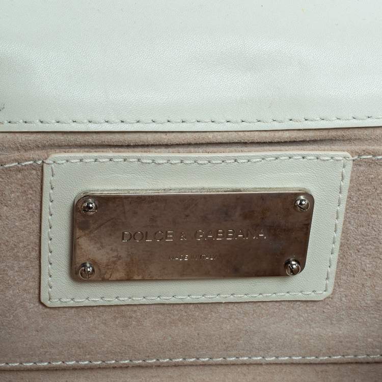 Pre Owned Dolce & Gabbana Cream Python DG Logo Clutch