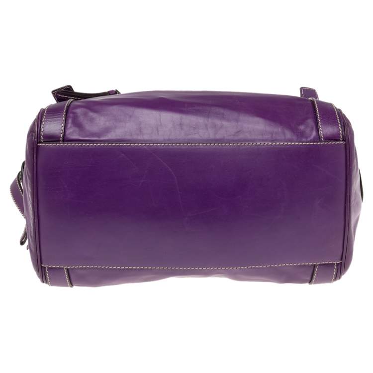 Pre Owned Dolce & Gabbana Purple Leather Miss Easy Way Boston Bag