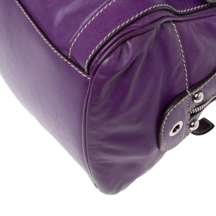 Pre Owned Dolce & Gabbana Purple Leather Miss Easy Way Boston Bag