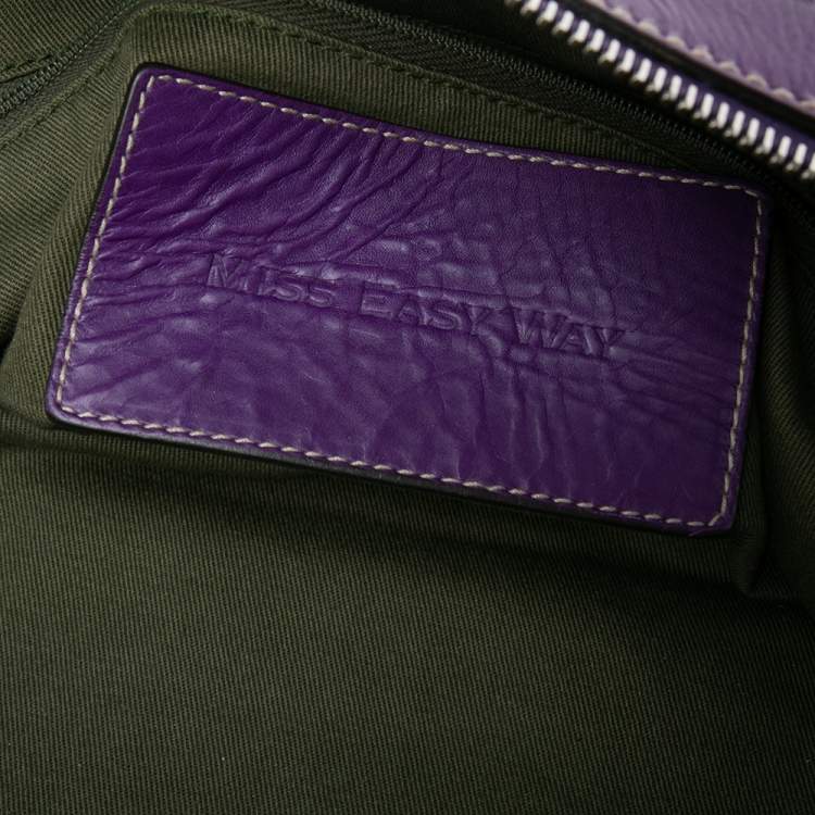 Pre Owned Dolce & Gabbana Purple Leather Miss Easy Way Boston Bag