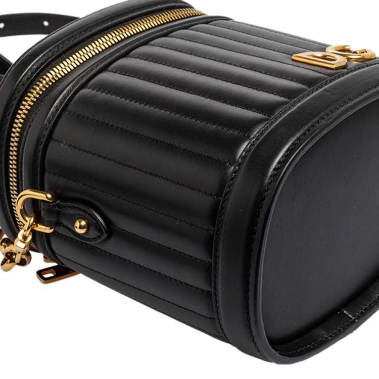 Pre Owned Dolce & Gabbana Black Leather DG Girls Bucket Bag
