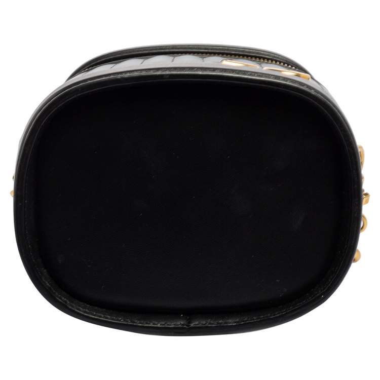 Pre Owned Dolce & Gabbana Black Leather DG Girls Bucket Bag