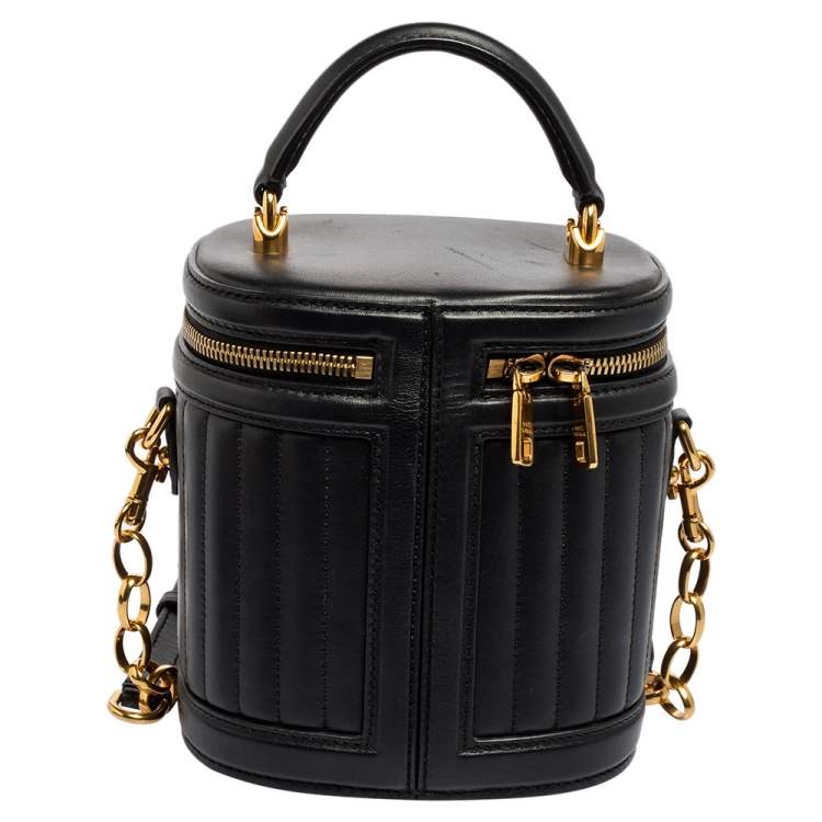 Pre Owned Dolce & Gabbana Black Leather DG Girls Bucket Bag