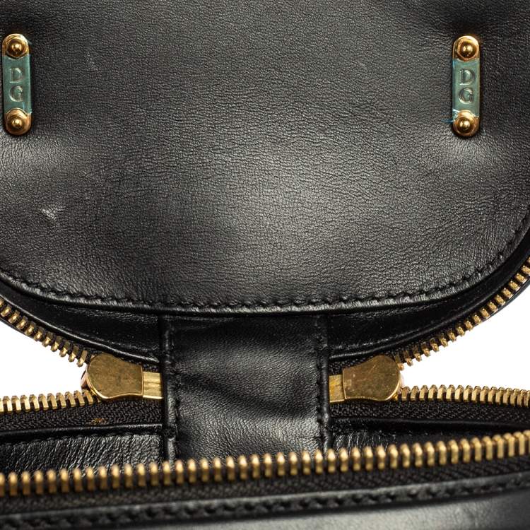 Pre Owned Dolce & Gabbana Black Leather DG Girls Bucket Bag