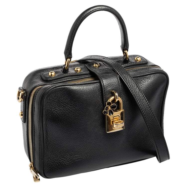 مملوكة مسبقًا Dolce & Gabbana Black Leather Dolce Box Top Handle Bag