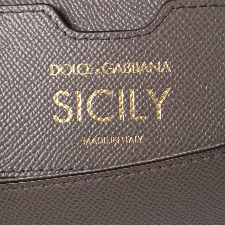 Pre Owned Dolce & Gabbana Grey Leather Regular Miss Sicily Top Handle Bag