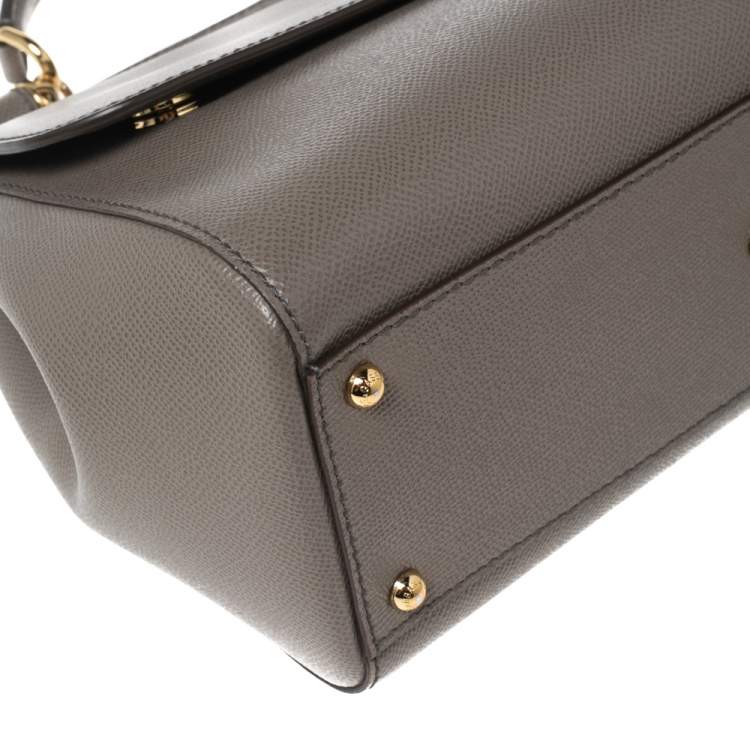 Pre Owned Dolce & Gabbana Grey Leather Regular Miss Sicily Top Handle Bag
