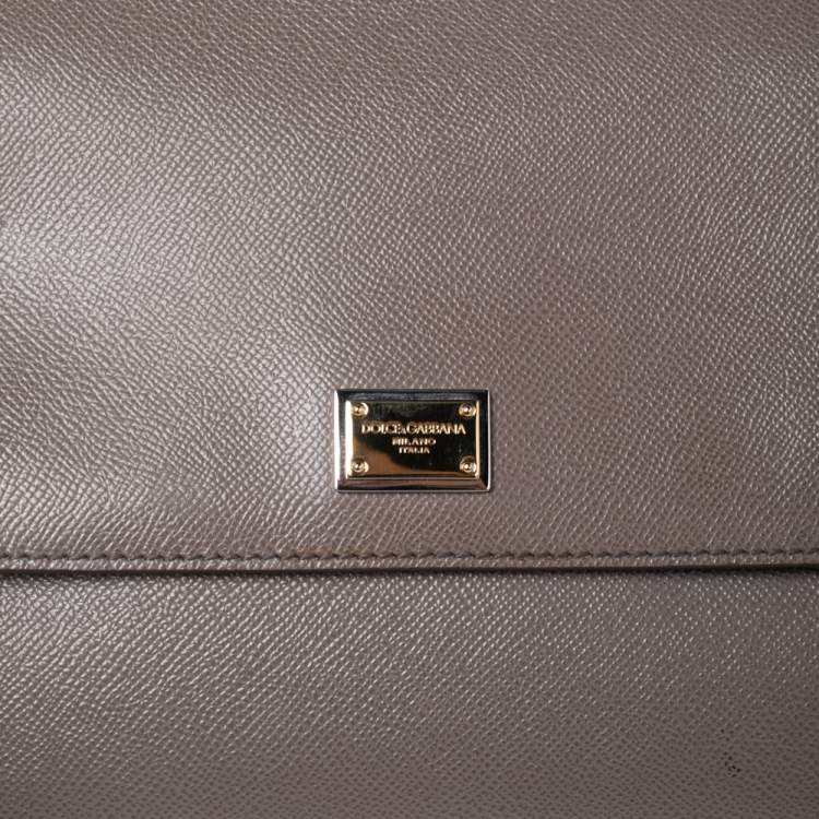 Pre Owned Dolce & Gabbana Grey Leather Regular Miss Sicily Top Handle Bag