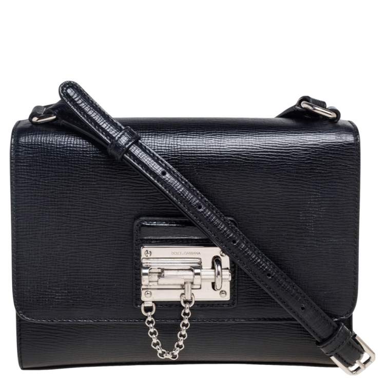 Pre Owned Dolce & Gabbana Black Leather Miss Monica Shoulder Bag