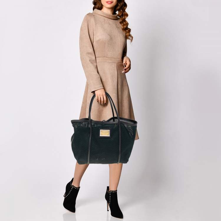 Pre Owned Dolce & Gabbana Black Leather and Mesh Tote