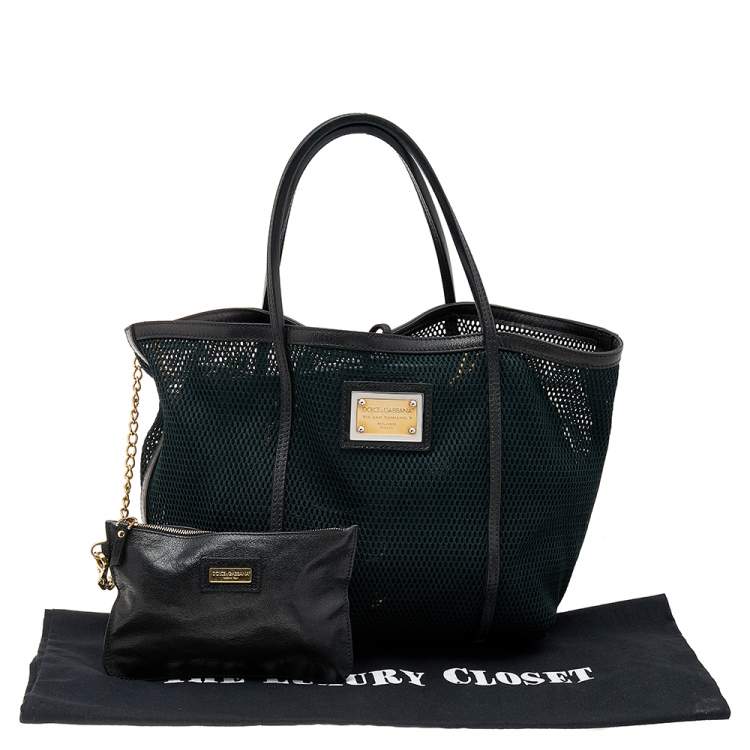 Pre Owned Dolce & Gabbana Black Leather and Mesh Tote