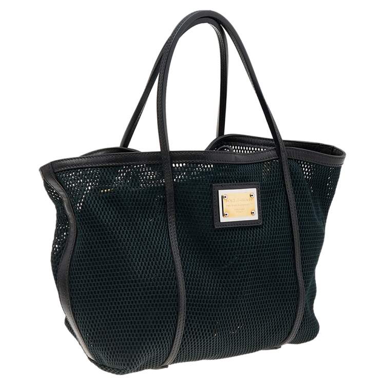 Pre Owned Dolce & Gabbana Black Leather and Mesh Tote