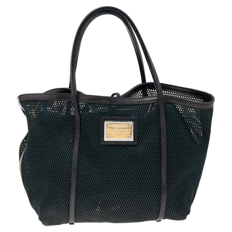 Pre Owned Dolce & Gabbana Black Leather and Mesh Tote