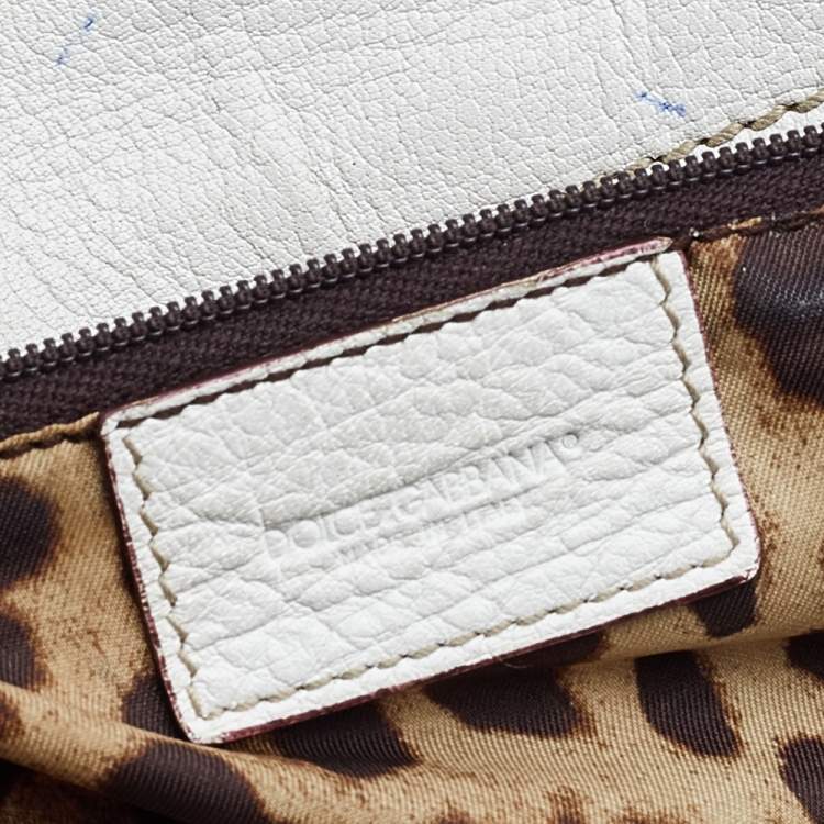 Pre Owned Dolce & Gabbana White Grained Leather Satchel