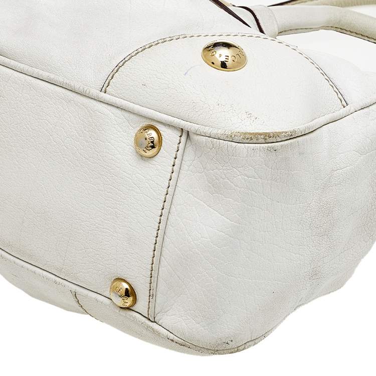 Pre Owned Dolce & Gabbana White Grained Leather Satchel