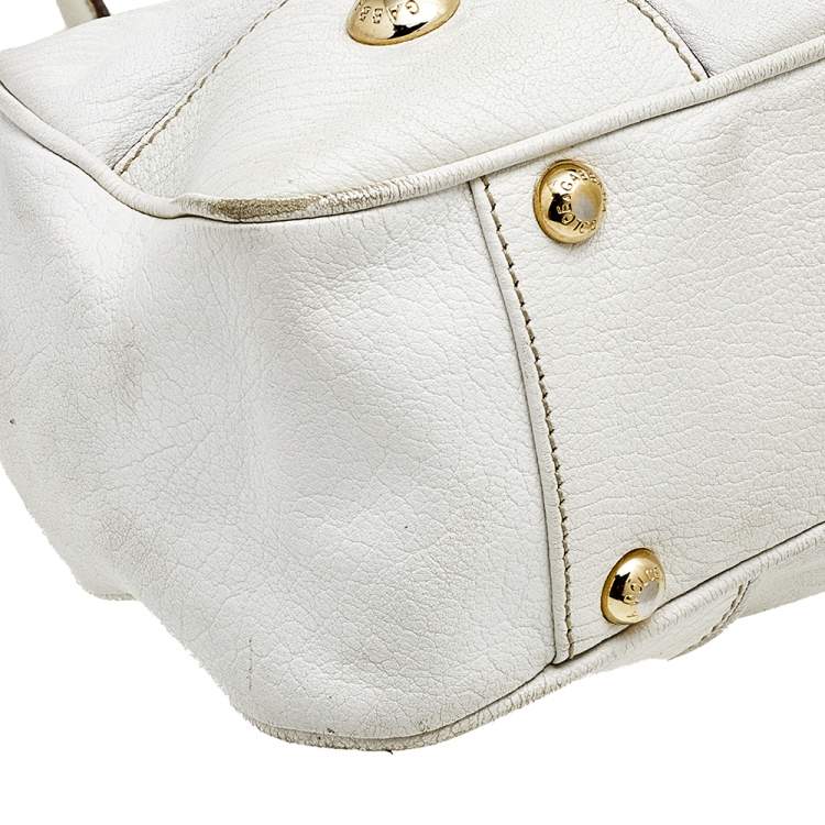 Pre Owned Dolce & Gabbana White Grained Leather Satchel