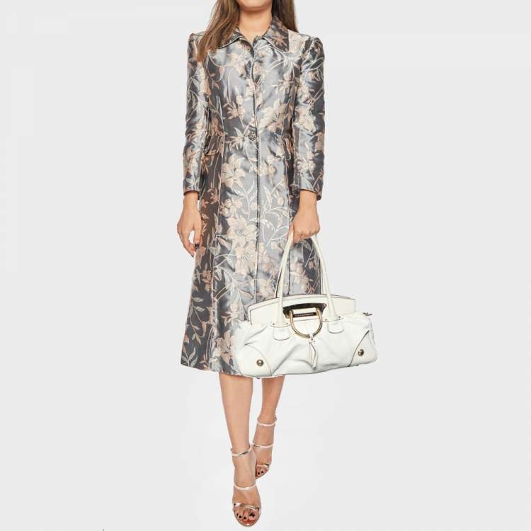 Pre Owned Dolce & Gabbana White Grained Leather Satchel