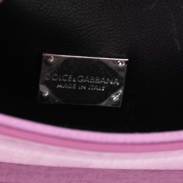 Pre Owned Dolce & Gabbana Pink Leather Lucia Crystals Shoulder Bag 