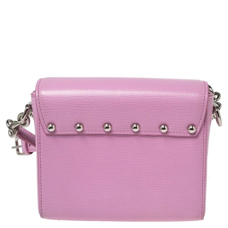 Pre Owned Dolce & Gabbana Pink Leather Lucia Crystals Shoulder Bag 