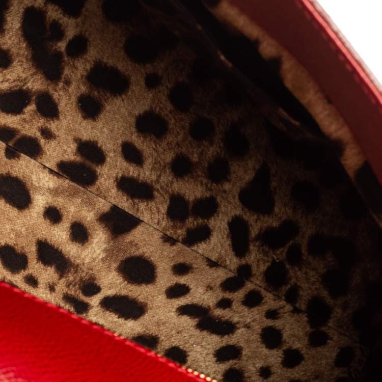 Pre Owned Dolce & Gabbana Red Leather Large Miss Sicily Top Handle Bag