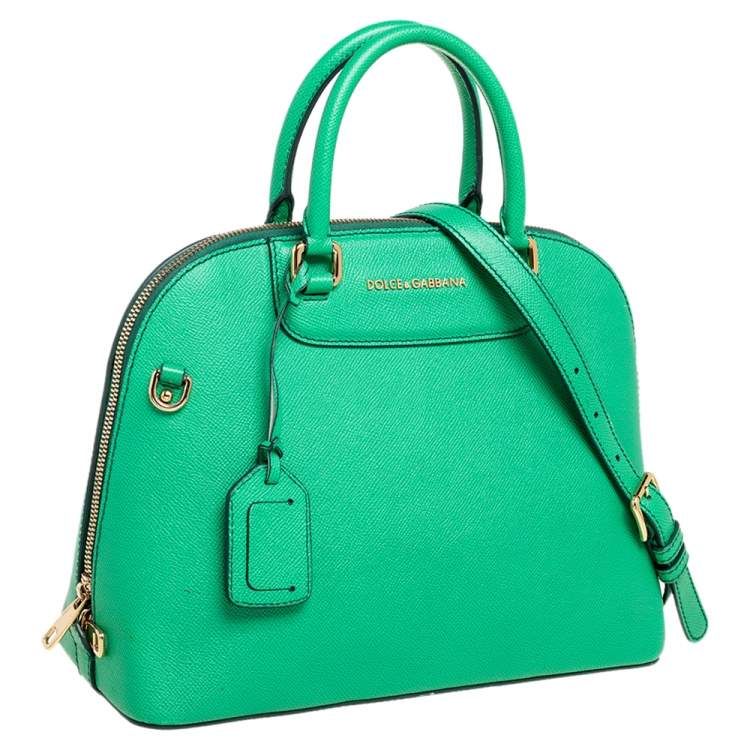 Pre Owned Dolce & Gabbana Green Leather Small Megan Dome Satchel