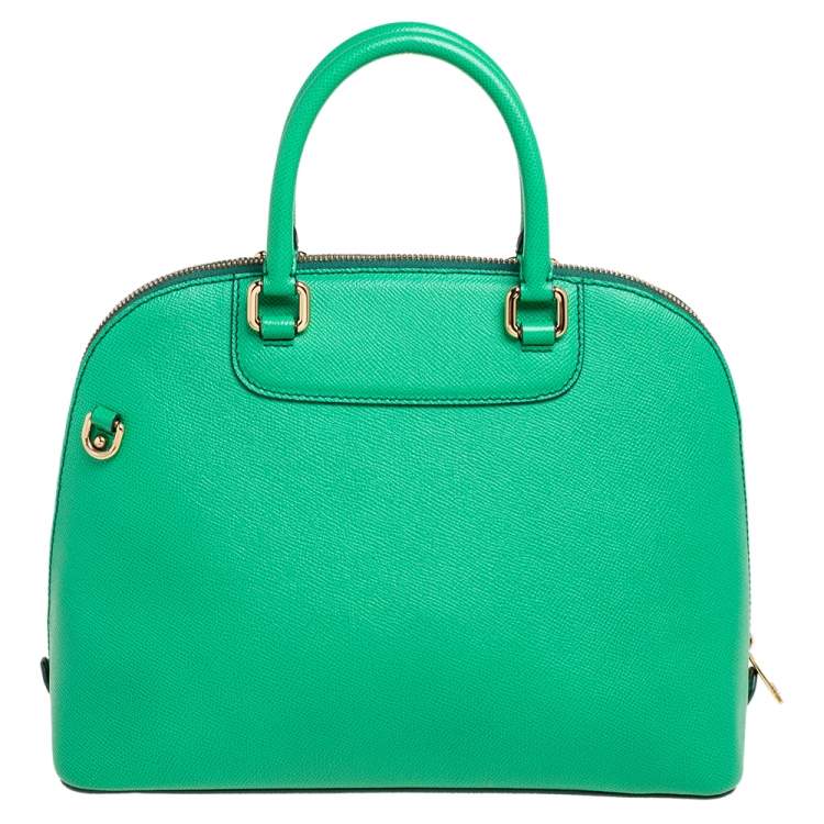 Pre Owned Dolce & Gabbana Green Leather Small Megan Dome Satchel