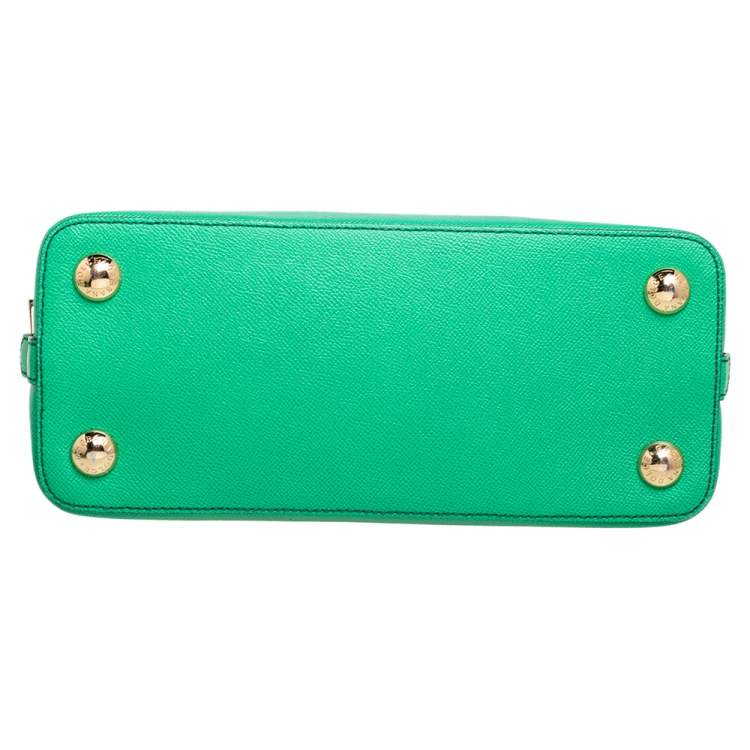 Pre Owned Dolce & Gabbana Green Leather Small Megan Dome Satchel